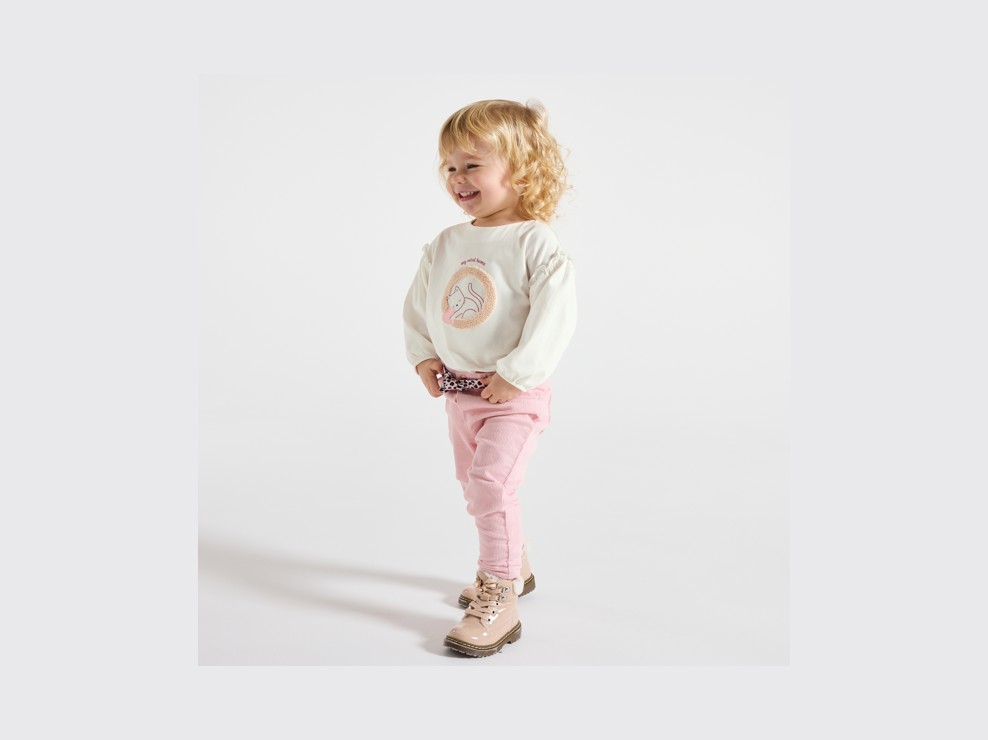 T-shirt blanc à motif chat bébé fille 1