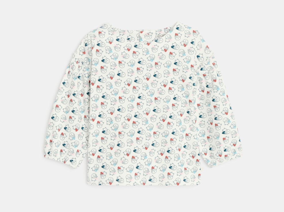 Biała bluzka z kotem niemowlę dziewczynka 2