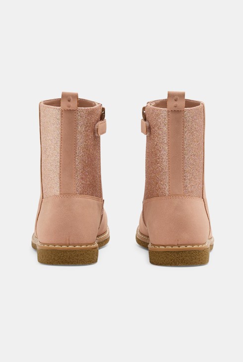 Boots fourrées à paillettes rose fille 2