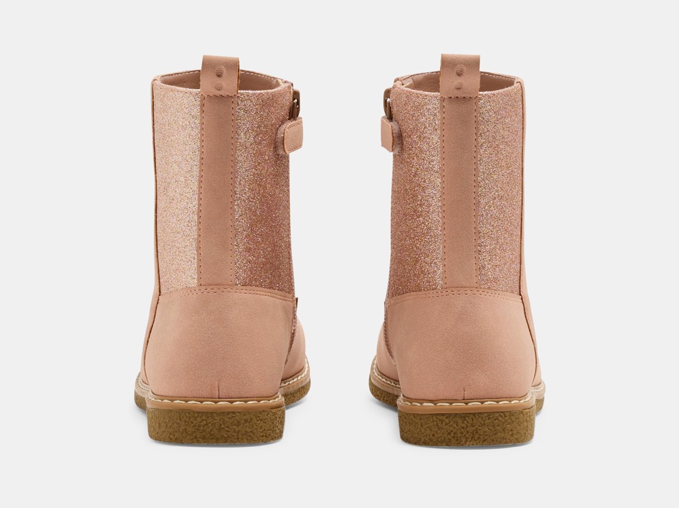 Boots fourrées à paillettes rose fille 2