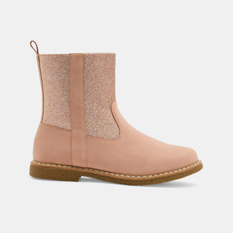 Glitzernde Boots mit Pelzbesatz in Rosa für Mädchen