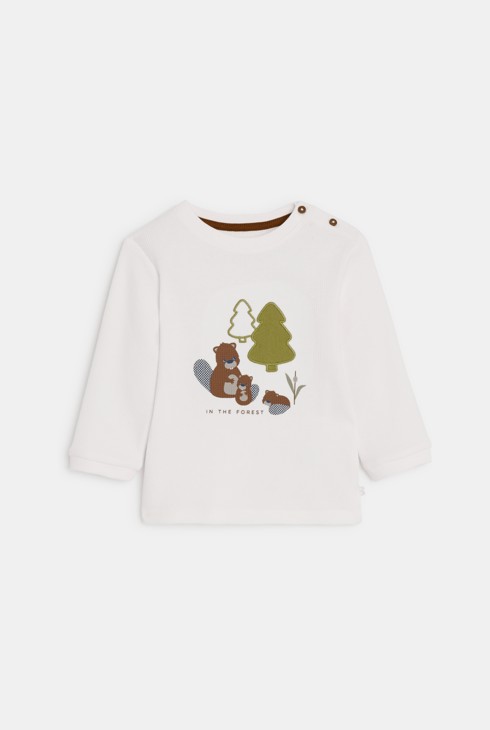 T-Shirt Wabenmuster Biber weiß Kleinkind Junge 1
