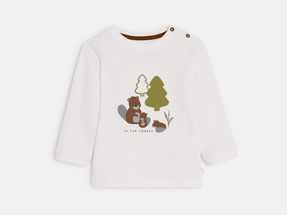 T-Shirt Wabenmuster Biber weiß Kleinkind Junge 1