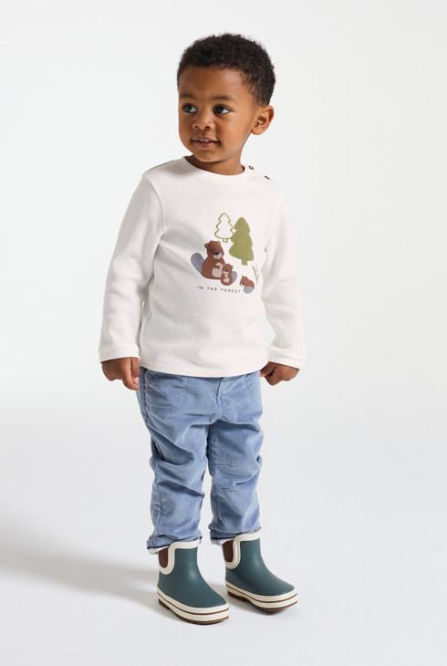 Baby boy's white waffle fabric beaver T-shirt 1