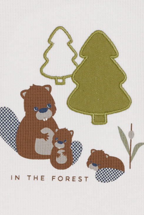 T-shirt nid d'abeille castor blanc bébé garçon