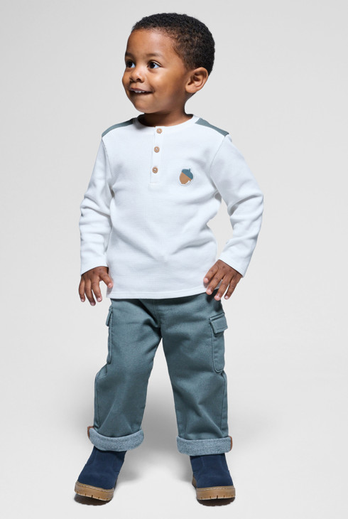 Langarm-T-Shirt weiß Kleinkind Junge 2