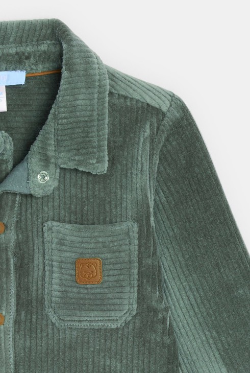 Combi longue velours côtelé vert bébé garçon