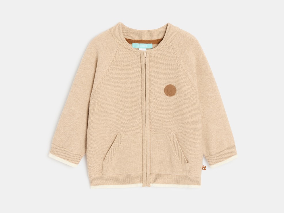 Collegejacke Reißverschluss beige Kleinkind Junge 1