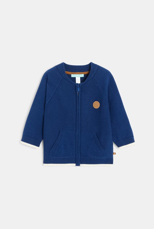 Blaue Strickjacke mit Reißverschluss Kleinkind Junge 1