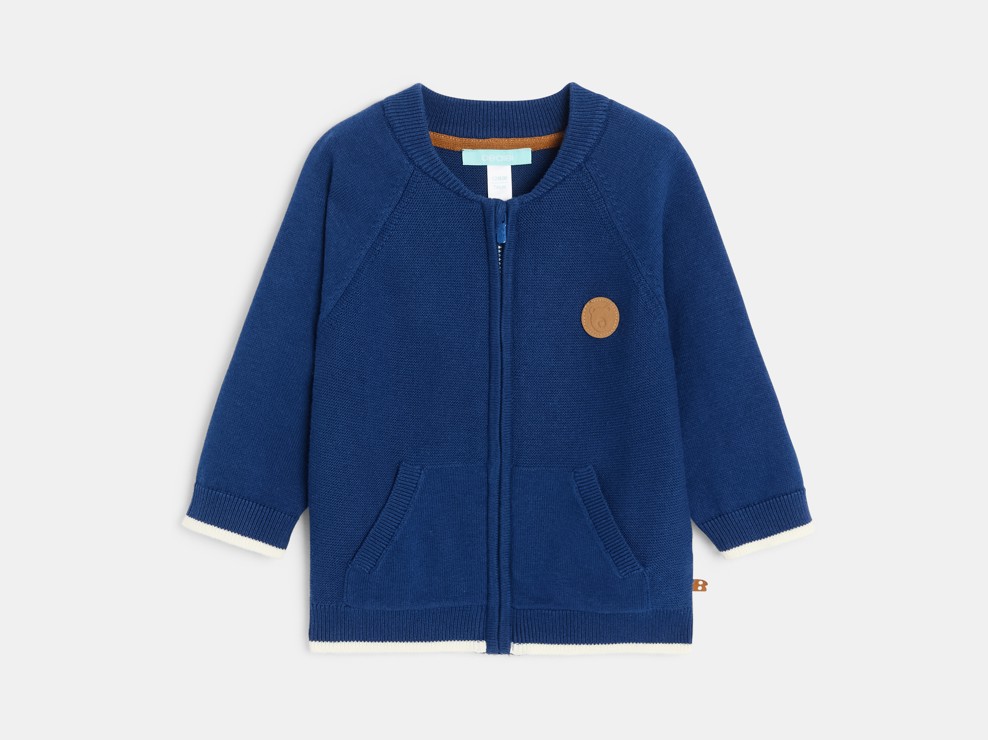 Blaue Strickjacke mit Reißverschluss Kleinkind Junge 1