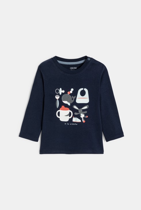 T-shirt a maniche lunghe blu navy asilo neonato 1