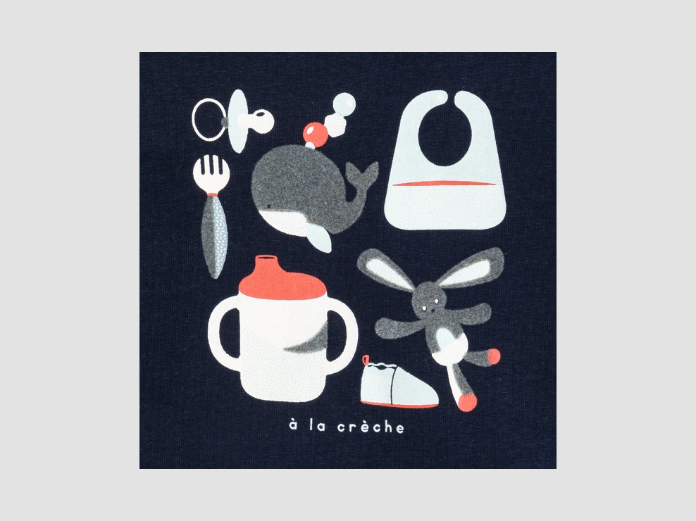 T-shirt manches longues crèche bleu marine bébé garçon 2