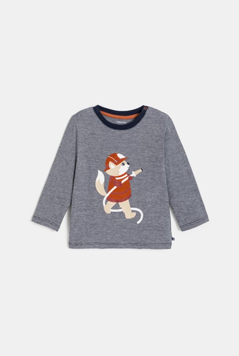 T-Shirt lange Ärmel Tiermotiv blau Kleinkind Junge 1