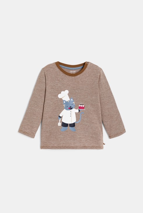 T-shirt à manches longues motif animal marron bébé garçon 1