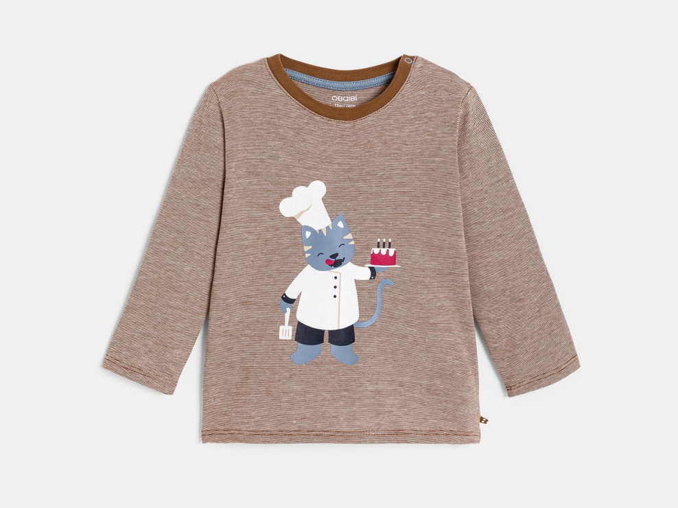 T-Shirt lange Ärmel Tiermotiv braun Kleinkind Junge 2
