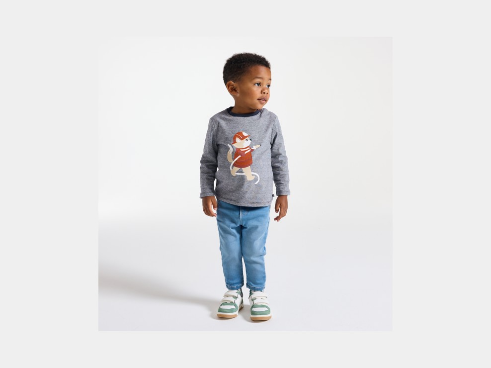 Fantovska modra majica z dolgimi rokavi z motivom živali za dojenčke 1