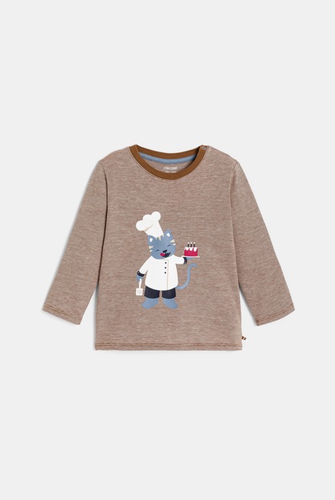 Samarreta de màniga llarga estampat animal marró bebè nen 2