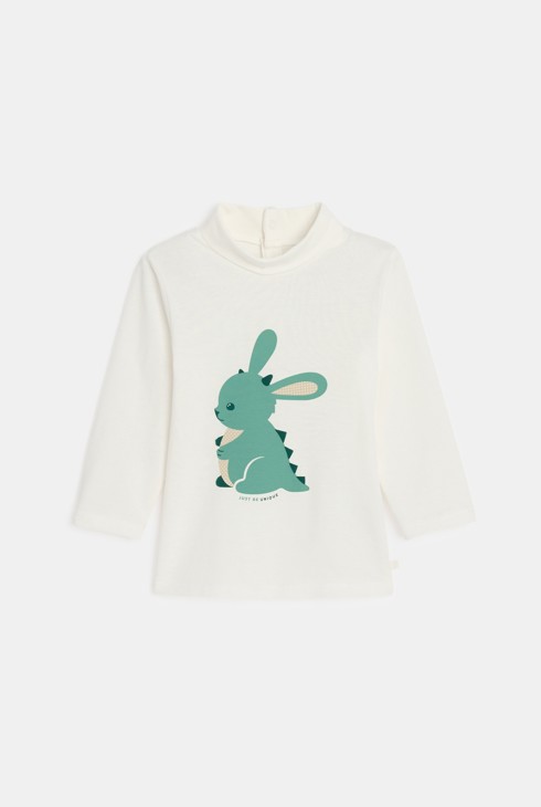 Weißes Langarm-T-Shirt mit Tiermotiv für kleine Jungen 1