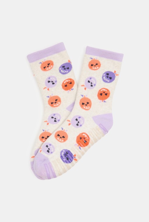 Girl's white Halloween motif non-slip socks 2