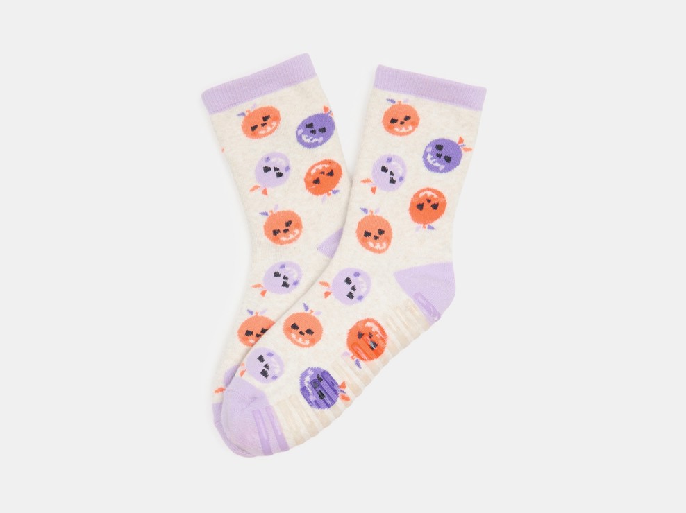 Chaussettes antiglisse motif Halloween effet lumineux blanc Fille 2