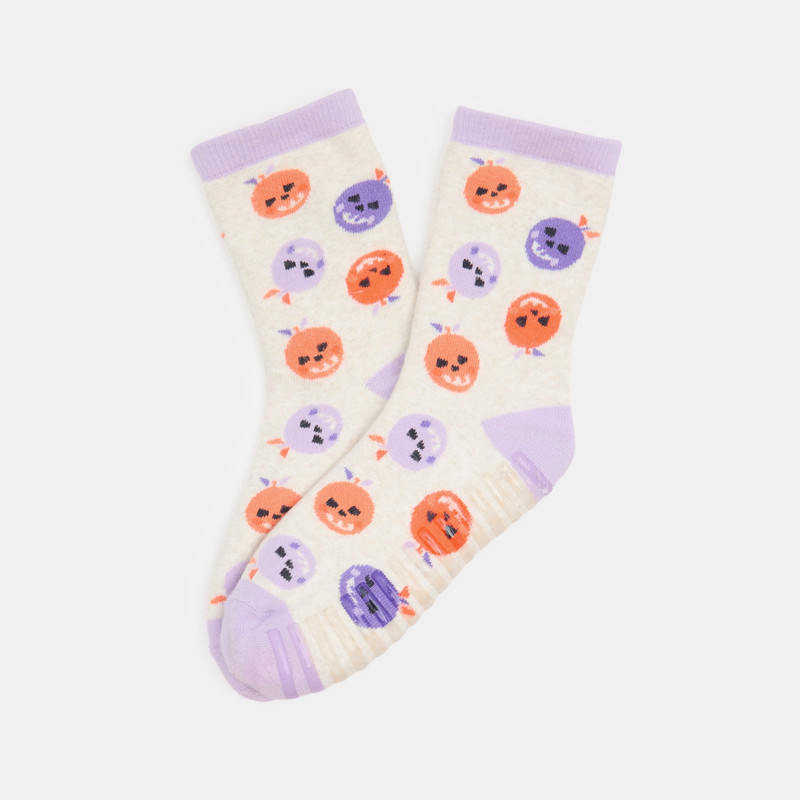 Rutschfeste Socken mit Halloween-Motiv weiß Mädchen