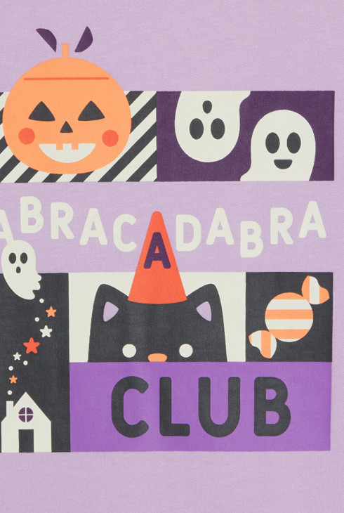 Pyjama 2 pièces en molleton motif Halloween effet lumineux mauve Fille