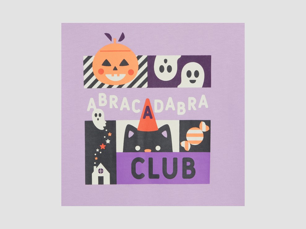 Zweiteiliger Molton-Pyjama mit Halloween-Motiv blasslila Mädchen 2