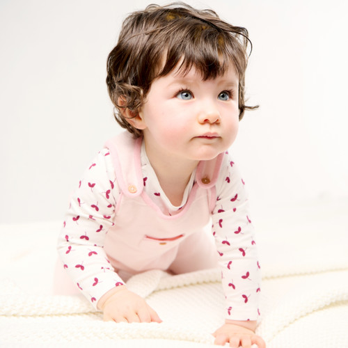 Salopette Longue Maille Tricot Et Body Fleuri Rose Bébé Fille - Rose Pâle - 0M - OBAIBI