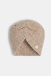 Bonnet turban maille tricot beige chiné bébé fille