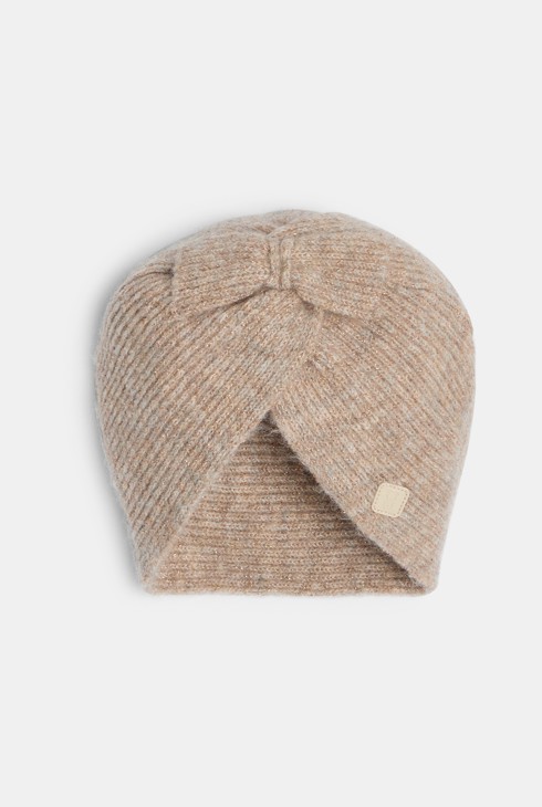 Gemêleerd beige gebreide tulbandmuts voor babymeisjes 1