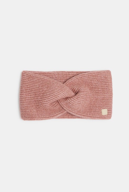 Gebundener rosa Strick-Snood für kleine Mädchen 1