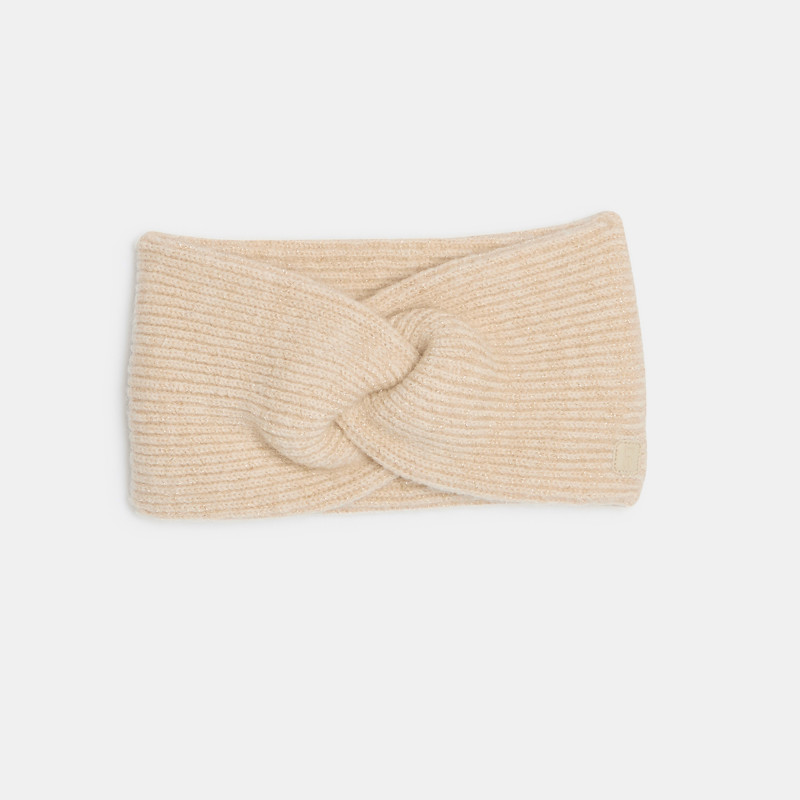 Gebundener beiger Strick-Snood für kleine Mädchen