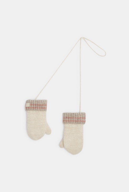 Beige blinkende wanten van tricot voor babymeisjes 1