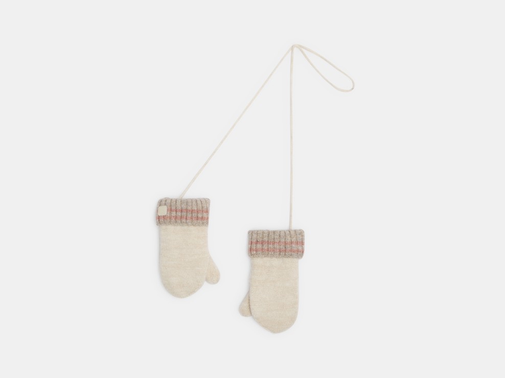 Beige blinkende wanten van tricot voor babymeisjes 1