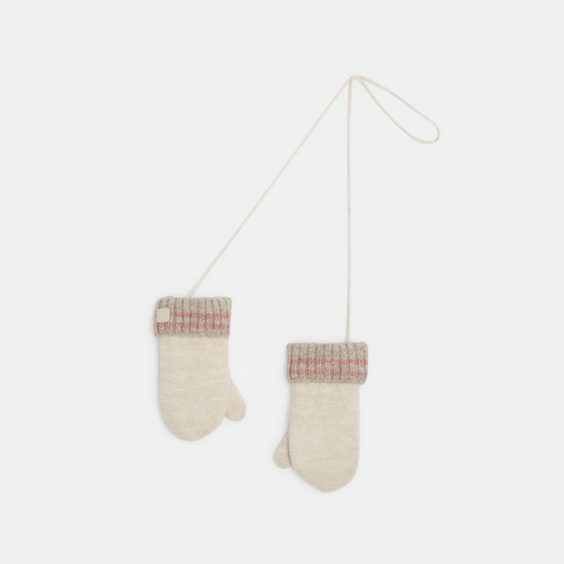 Fäustlinge Strick schillernd beige Kleinkind Mädchen