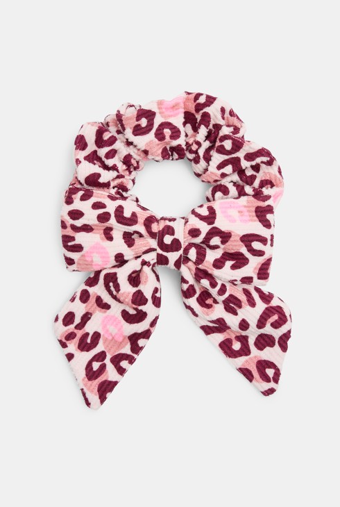 Coletero lazo estampado leopardo rosa niña 1