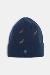 Bonnet en tricot brodé motif dinosaure bleu marine Garçon
