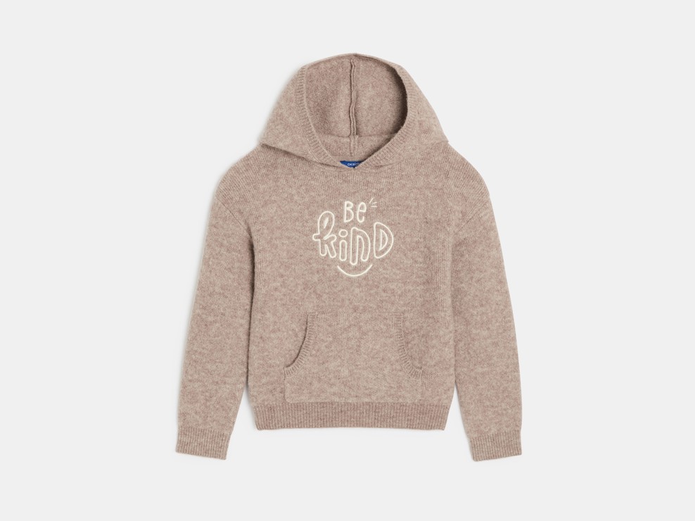 Beige trui met kap en letters voor meisjes 2