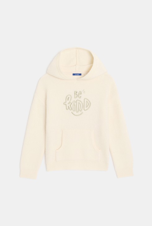 Bijeli pulover s kapuljačom i porukom za djevojčice 2