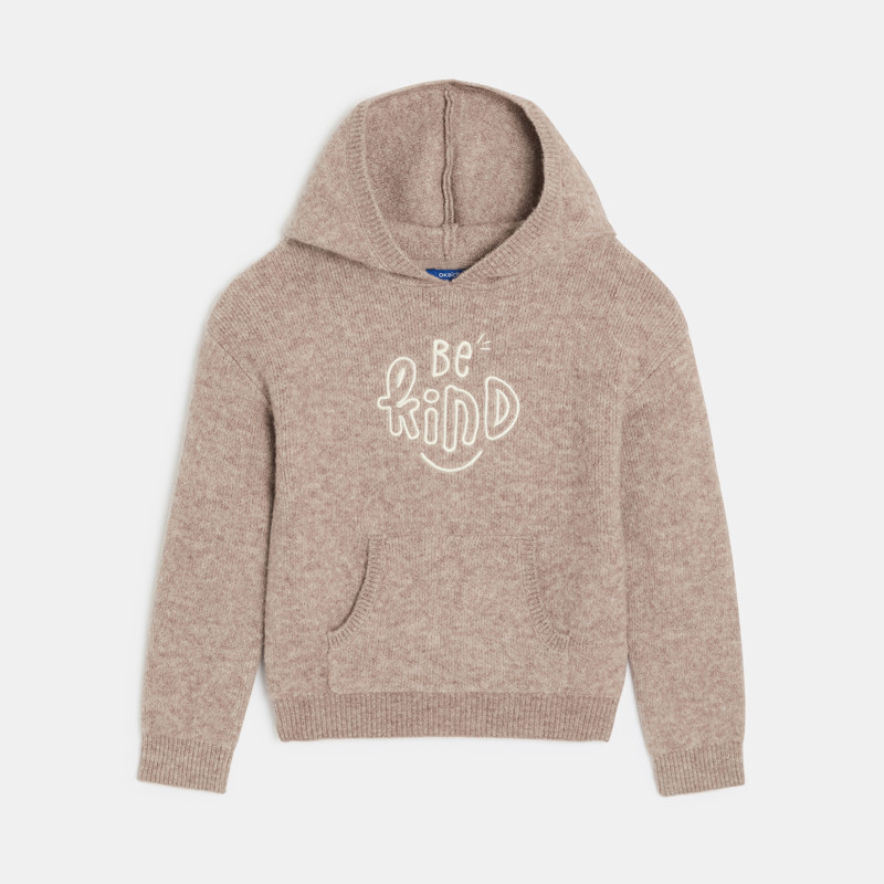 Kapuzenpulli in Beige mit Aufschrift für Mädchen