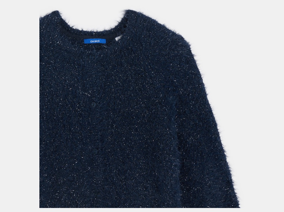 Marineblaue Strickjacke mit Girlandenmuster für Mädchen 2