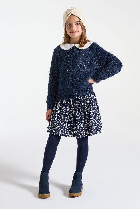 Girl's white sparkly garland stitch cardigan 1