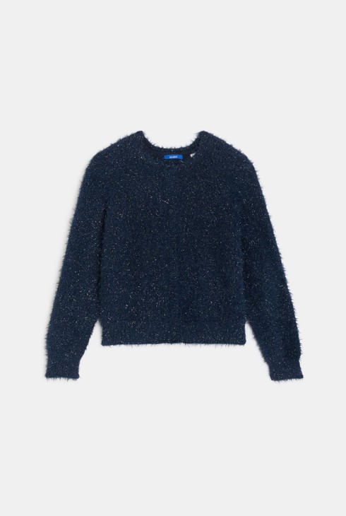 Girl's white sparkly garland stitch cardigan 2