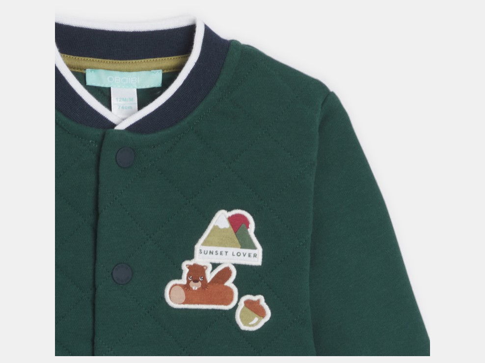 Gesteppter Teddy-Blouson in Grün für kleine Jungen 2