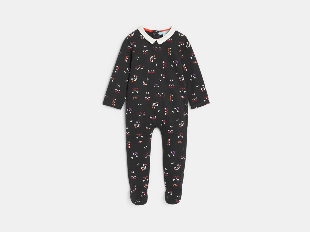 Czarny pajacyk ze świecącym wzorem niemowlę chłopiec 2