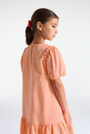Robe unie à volants orange pastel Fille 4
