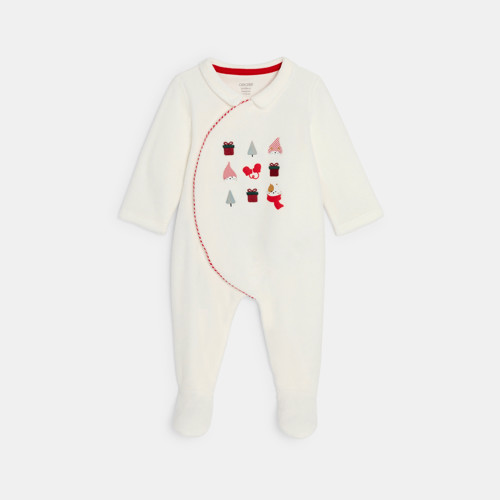 Dors-bien Velours Imprimé Fêtes Blanc Bébé Mixte - Ecru Tres Clair - 3M - OBAIBI