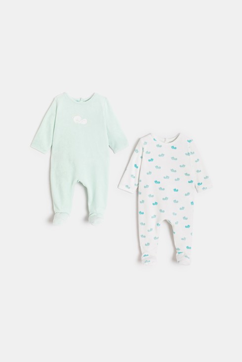 Lot de dors-bien en velours bleu bébé garçon 1