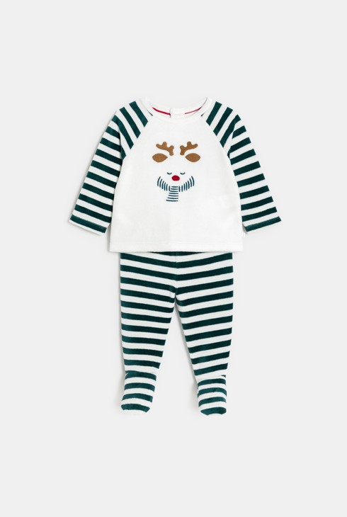 Pyjama aus Samt grün Kleinkind Junge 1