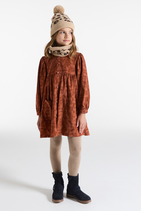 Kleid Katzenprint braun Mädchen 1
